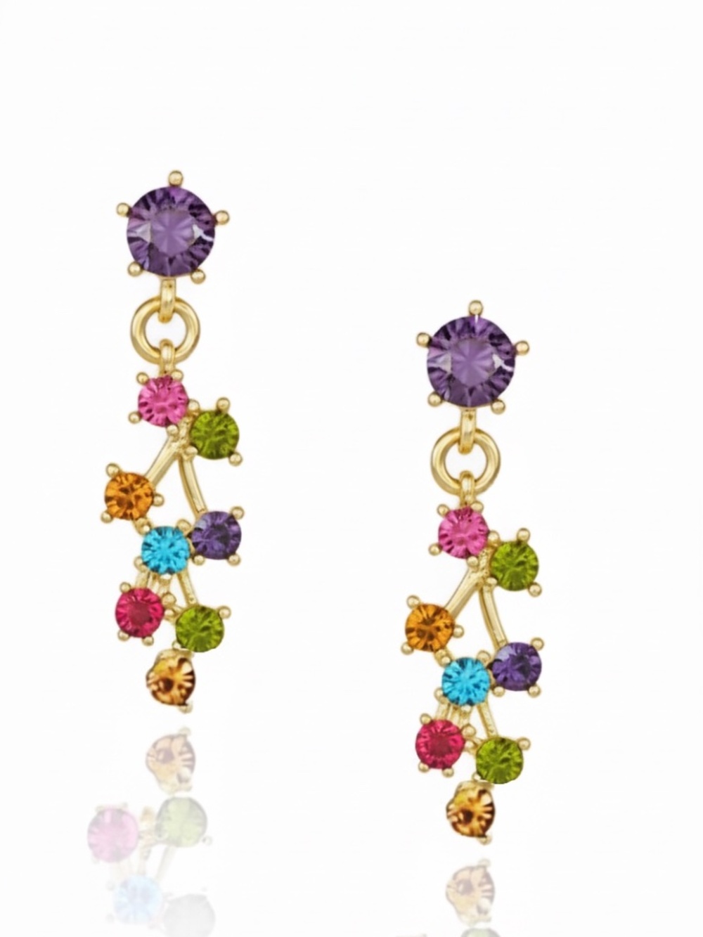 Liv Oliver New 18k  Multi Color Chandelier Earrings
